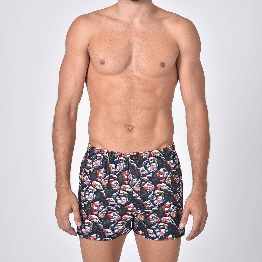 Black Comic Strip Print Boxers