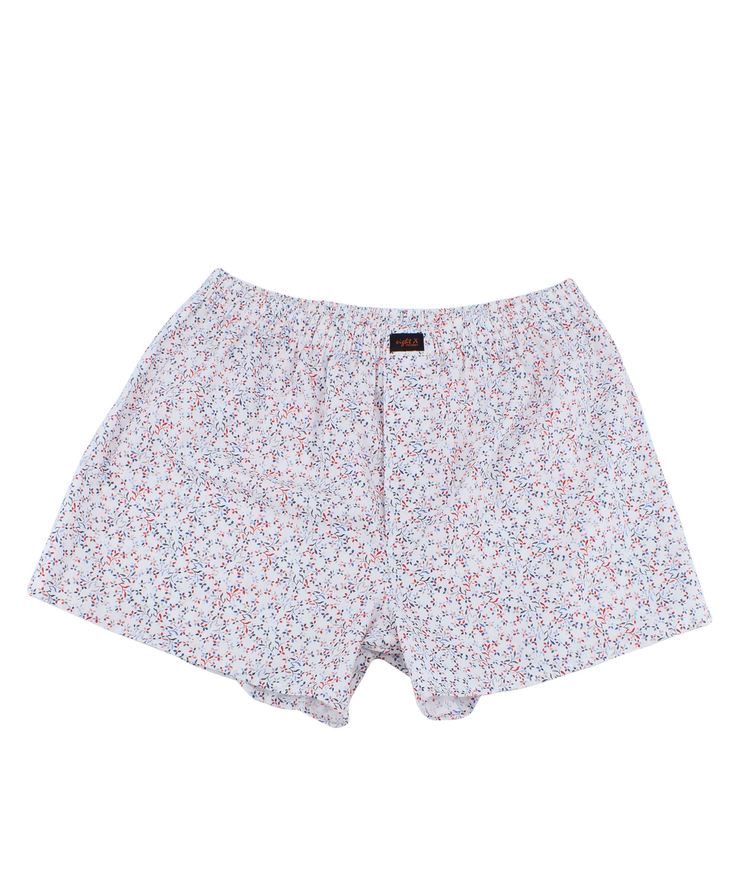 White Colorful Print Boxers