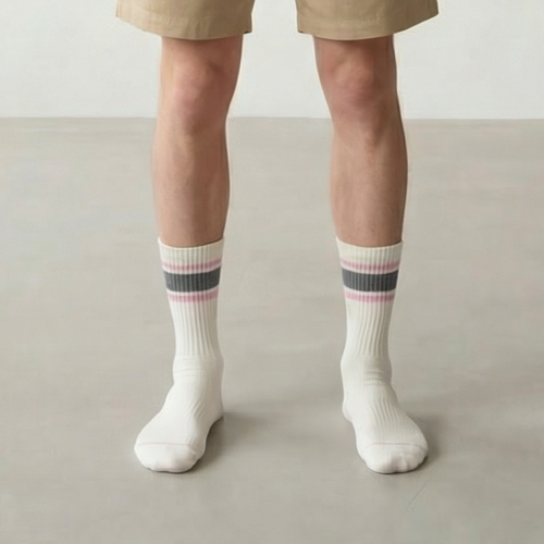 Arvin Goods Pink Retro Stripe Crew Socks - Limited Edition