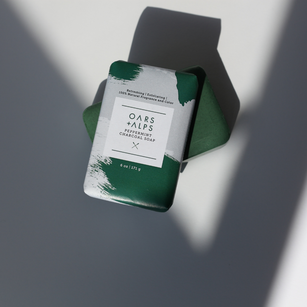 Peppermint Charcoal Men's Bar Soap w/ Shea Butter, Refresh